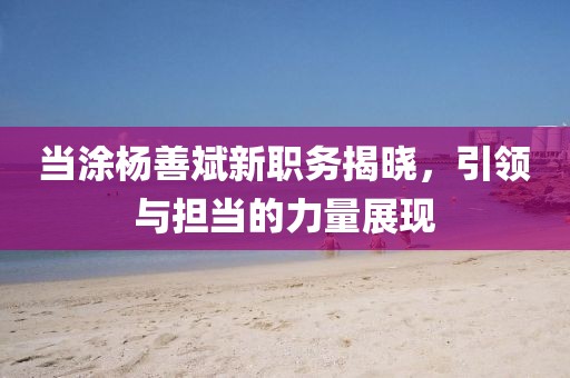 當(dāng)涂楊善斌新職務(wù)揭曉，引領(lǐng)與擔(dān)當(dāng)?shù)牧α空宫F(xiàn)