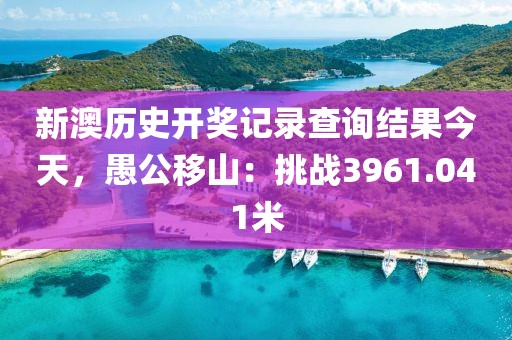 新澳歷史開(kāi)獎(jiǎng)記錄查詢(xún)結(jié)果今天，愚公移山：挑戰(zhàn)3961.041米