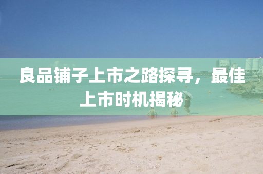 良品鋪子上市之路探尋，最佳上市時機揭秘